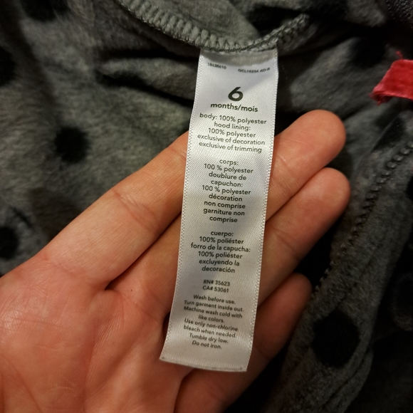 Warm Carter's 6 month 100% polyester polka dot Grey and black onsie - Picture 3 of 3